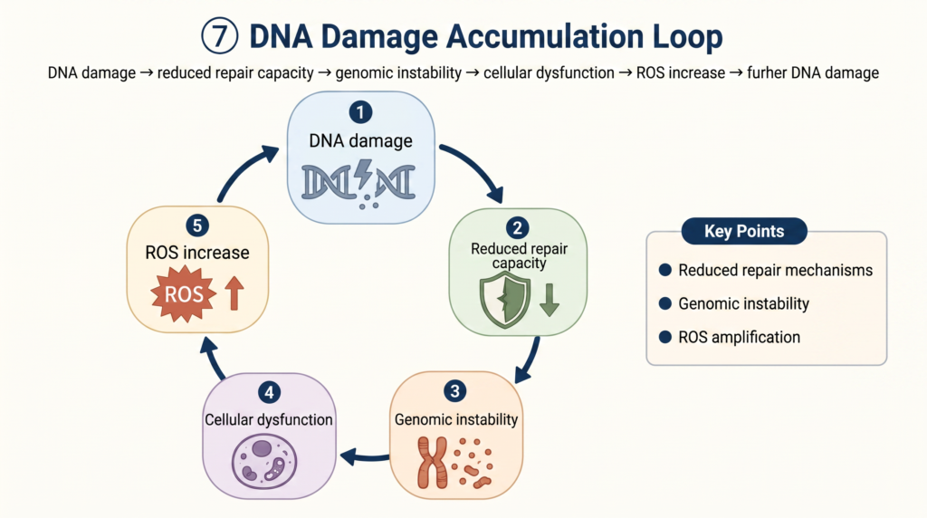 Aging Loop #07｜DNA損傷蓄積ループ — 遺伝子の傷が老化を加速する連鎖